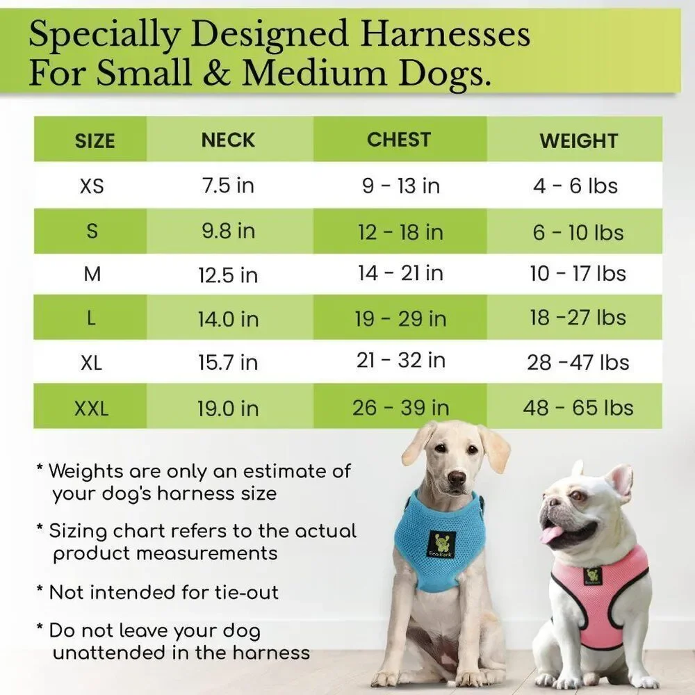 EcoBark Pink Dog Harness Soft Mesh Over The Head Harness Vest- No Pull Sz S NWOT